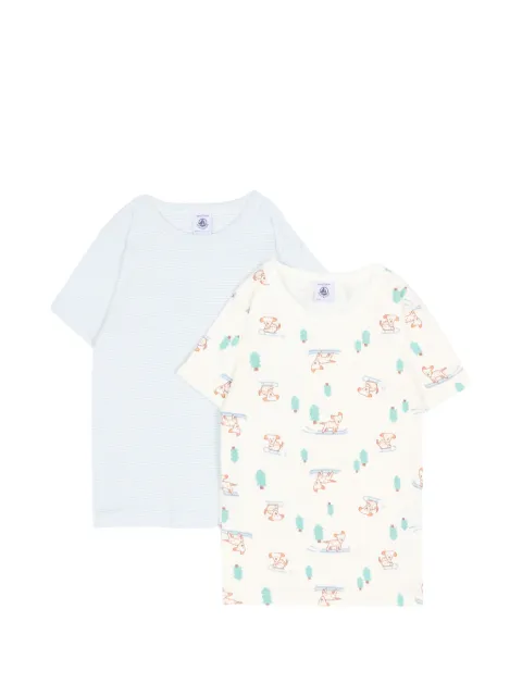 Petit Bateau graphic-print striped T-shirt (set of two)