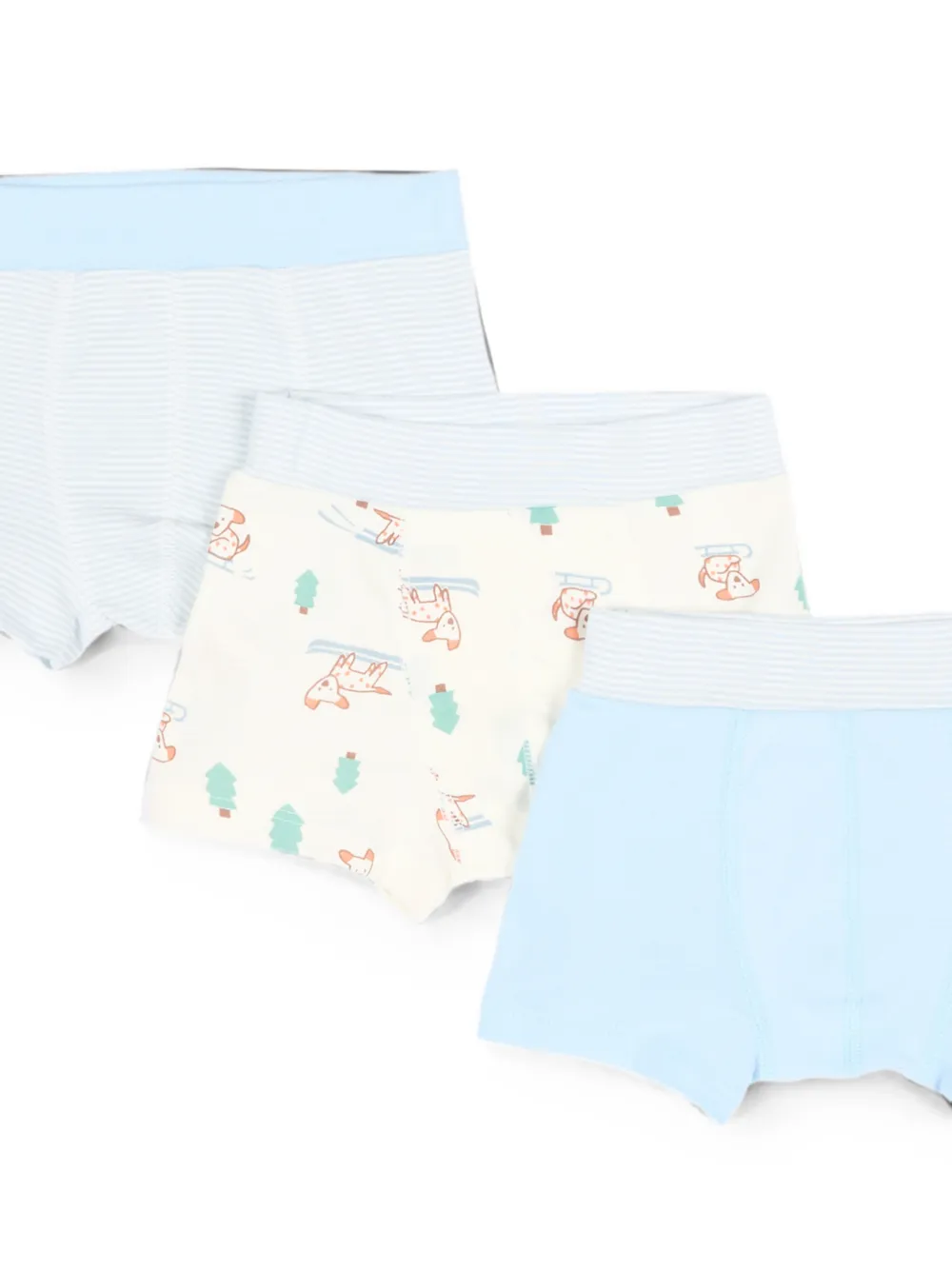 Petit Bateau Drie boxershorts met grafische print Blauw