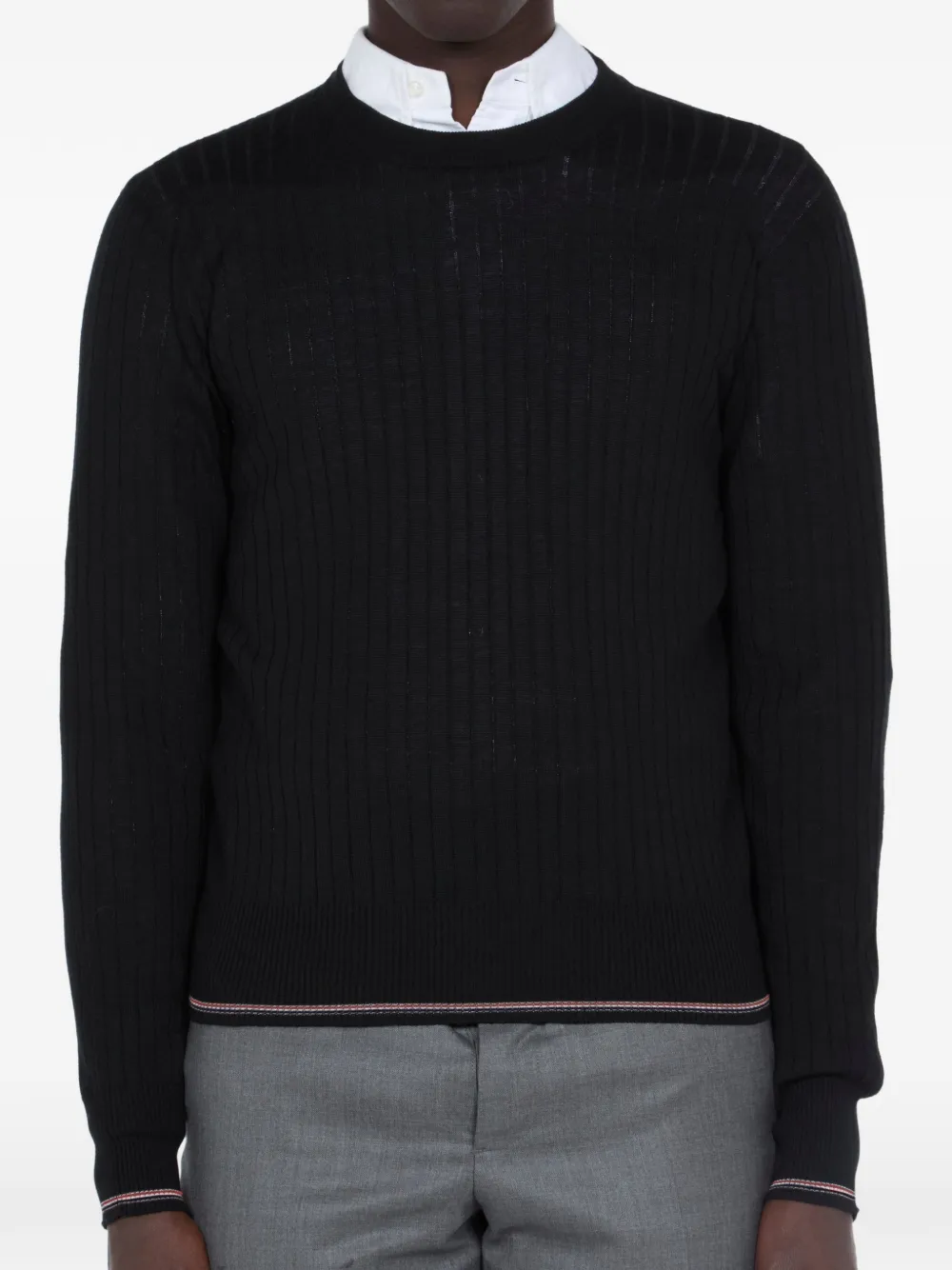 Thom Browne ribbed crew-neck sweater - Black