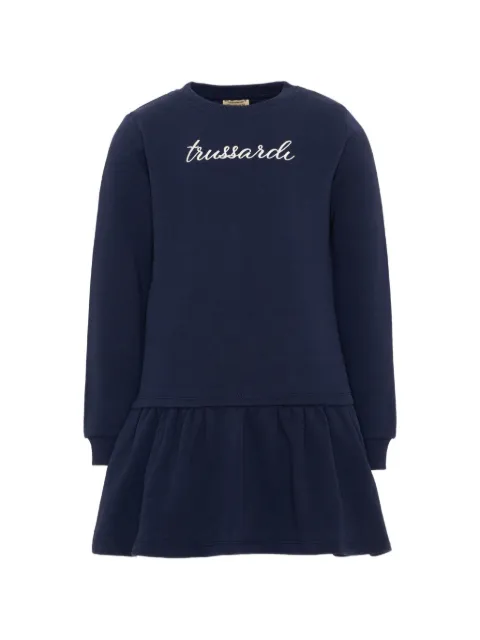 TRUSSARDI JUNIOR logo-embroidered ruffled dress
