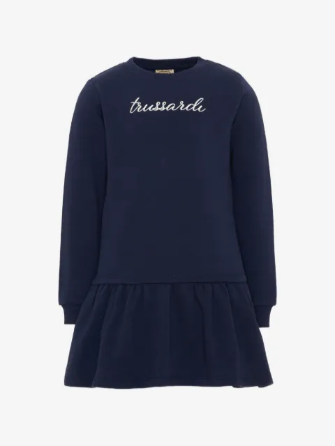 TRUSSARDI JUNIOR logo-embroidered ruffled dress
