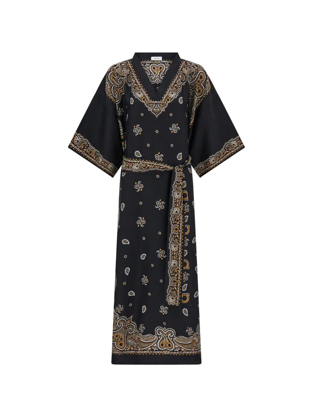 Ferragamo Arabesque print silk caftan - Schwarz