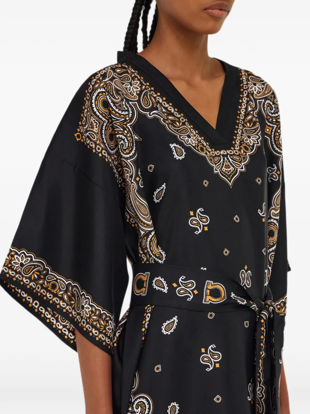 Ferragamo Zijden tuniek met Arabesque-print Zwart
