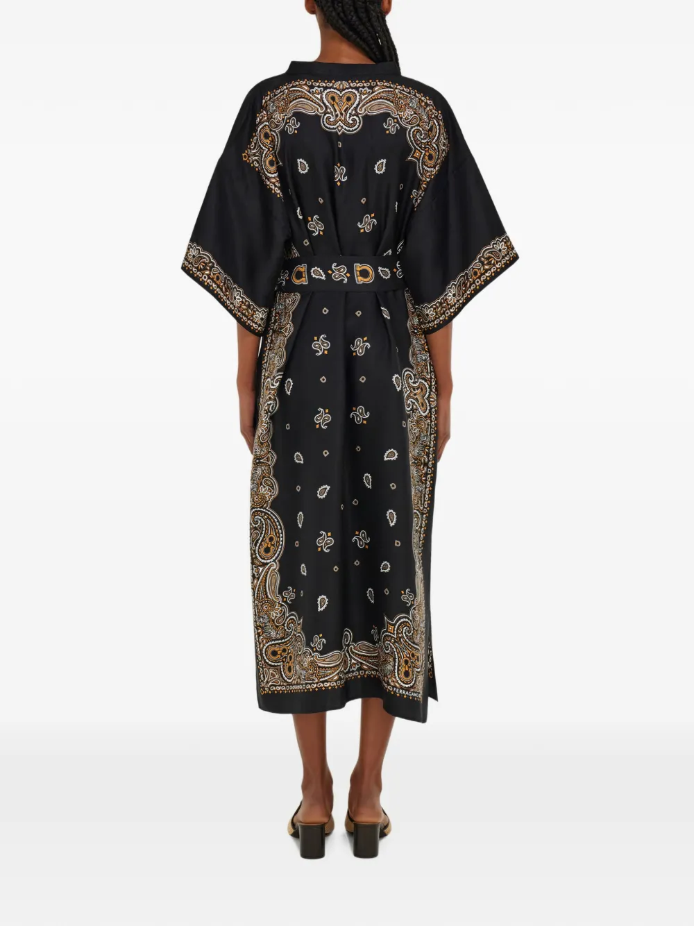 Ferragamo Zijden tuniek met Arabesque-print Zwart