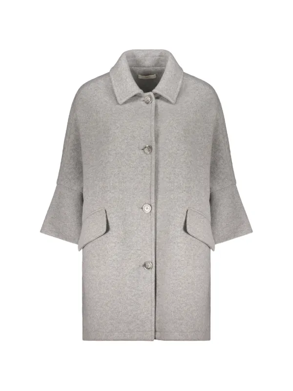 Fedeli Single-breasted Wide-sleeve Coat in Grey