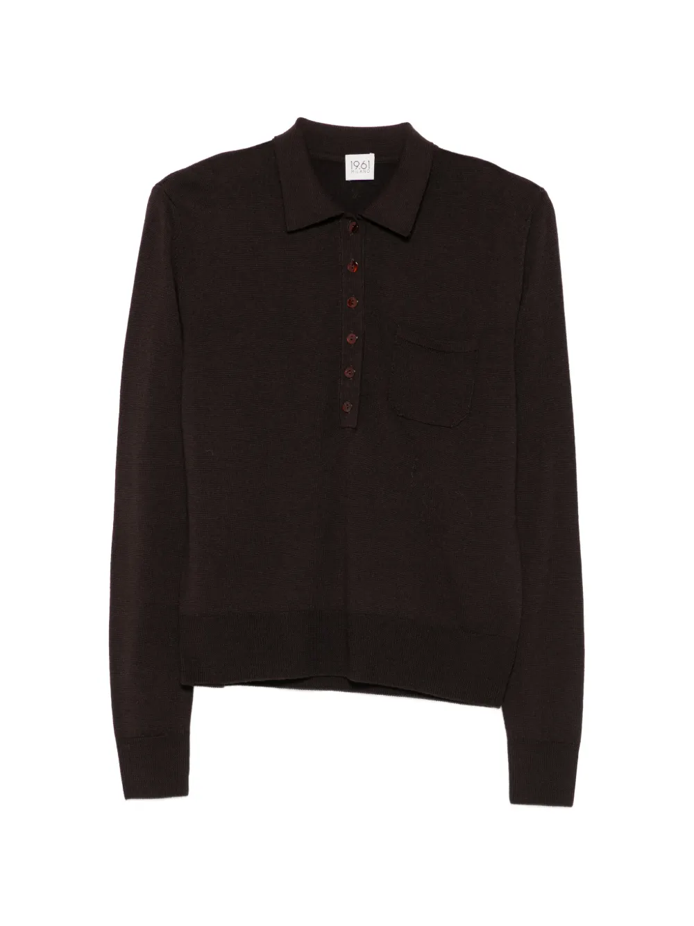 19.61 MILANO Geknöpfter Polo-Pullover - Braun