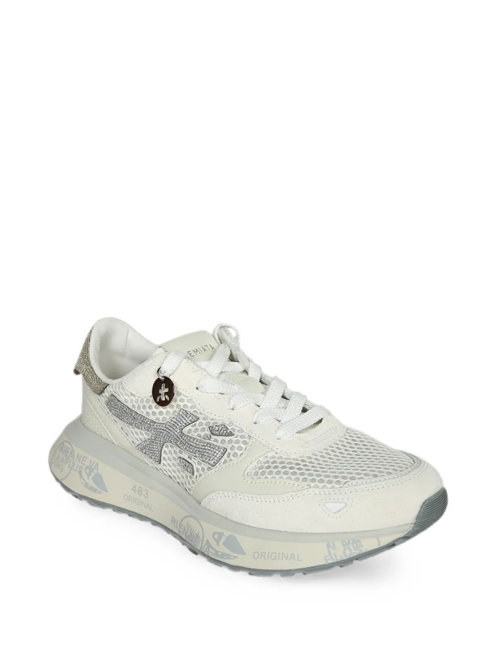 Premiata Lauryn mesh sneakers met glitters-effect Beige