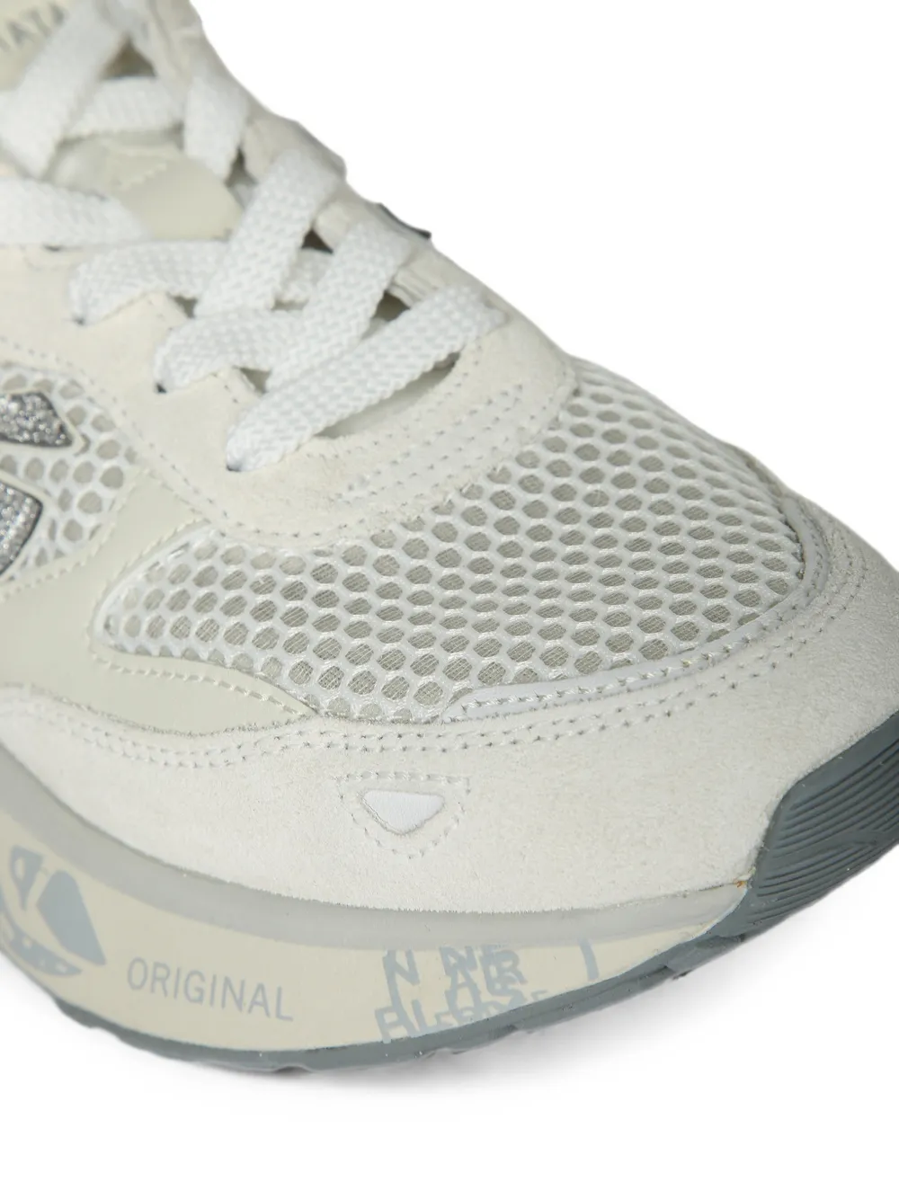 Premiata Lauryn mesh sneakers met glitters-effect Beige