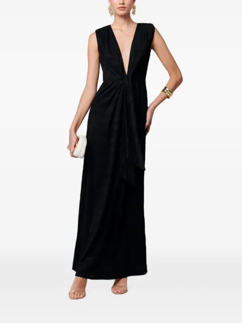 SÁVEL Gisella palm-jacquard knotted maxi dress