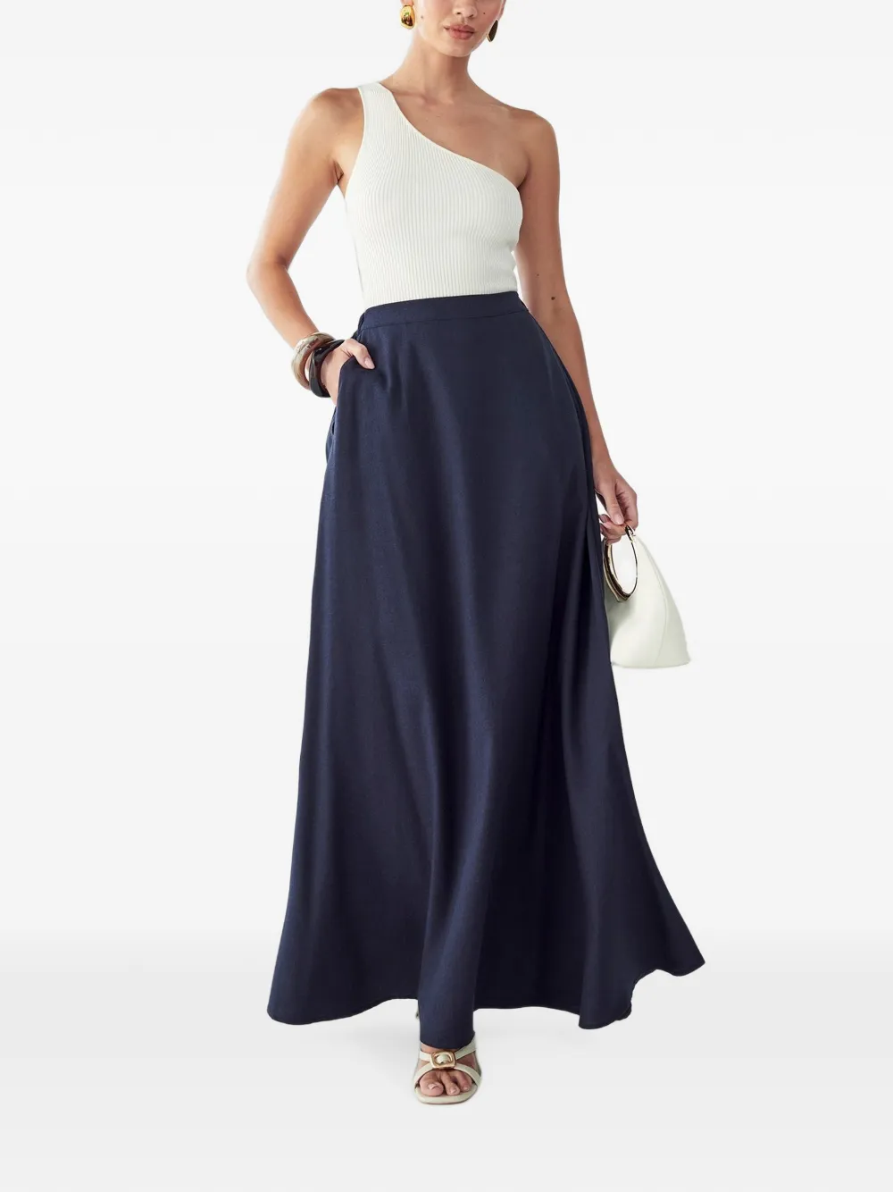 WILLA Isla high-waisted flared maxi skirt