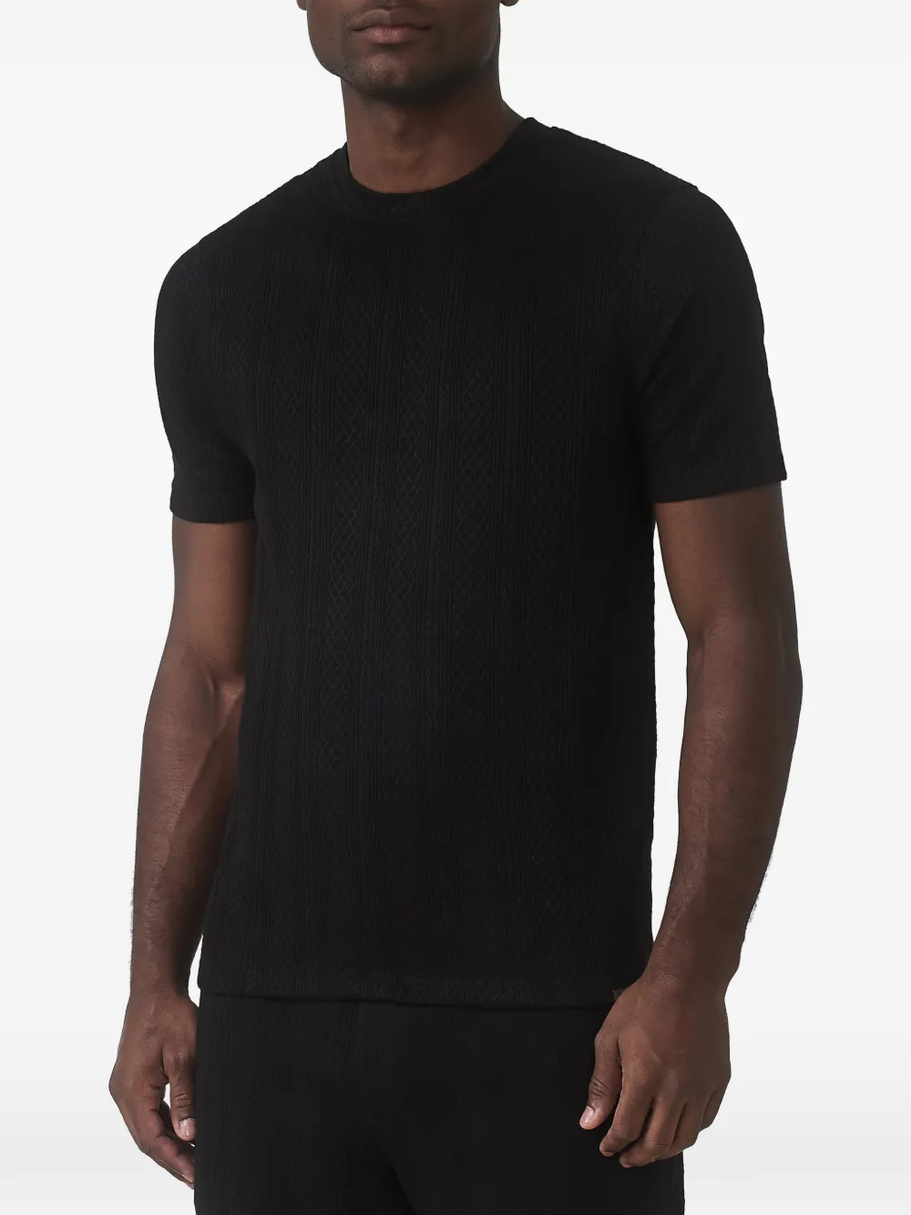 Mauvais Cable-knit Textured T-shirt In Black