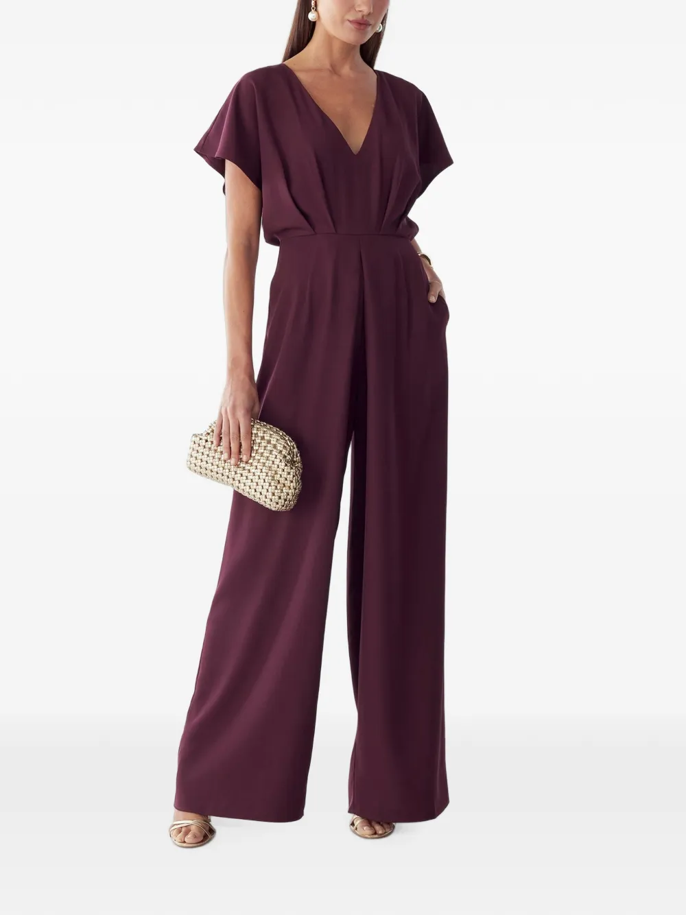 BWLDR Azeliah pleated V-neck jumpsuit - Viola