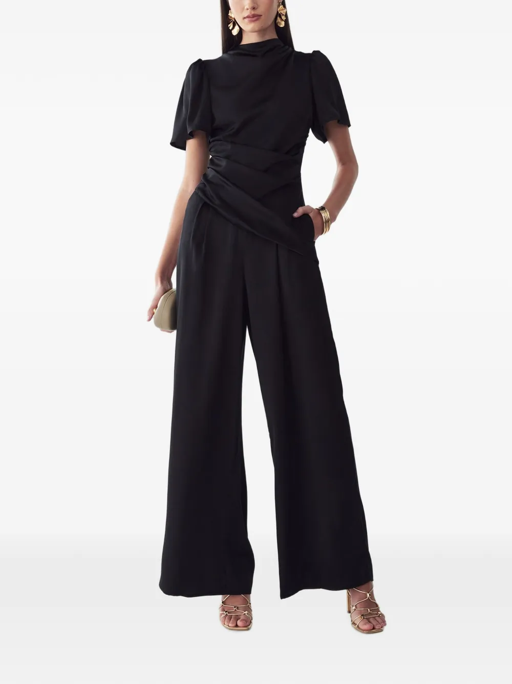 WILLA Pika draped-waist jumpsuit - Nero