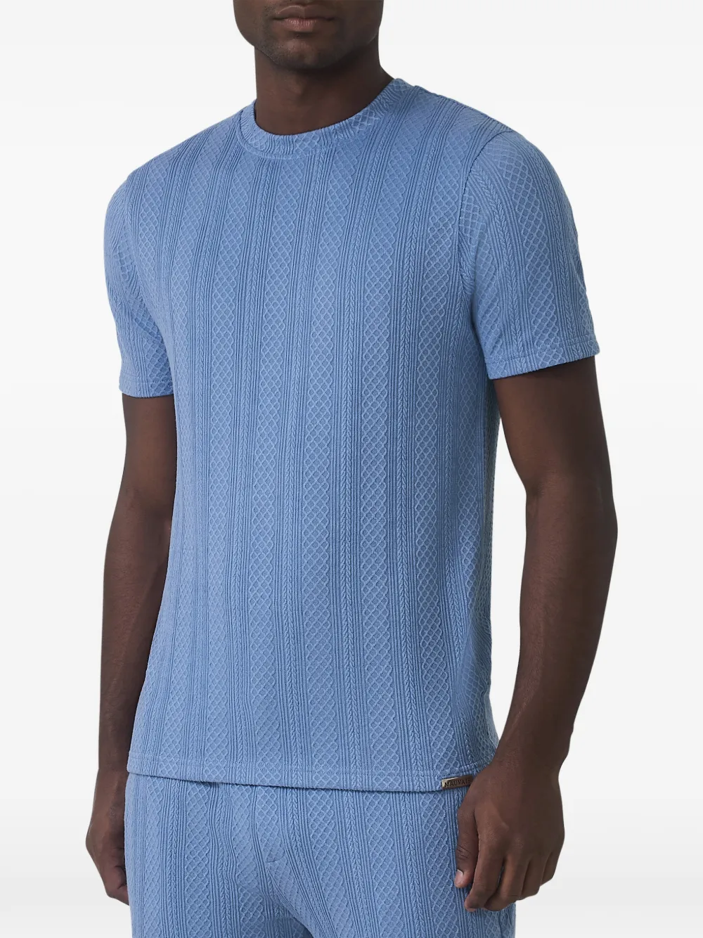 Mauvais Tanami Cable-knit Textured T-shirt In 블루