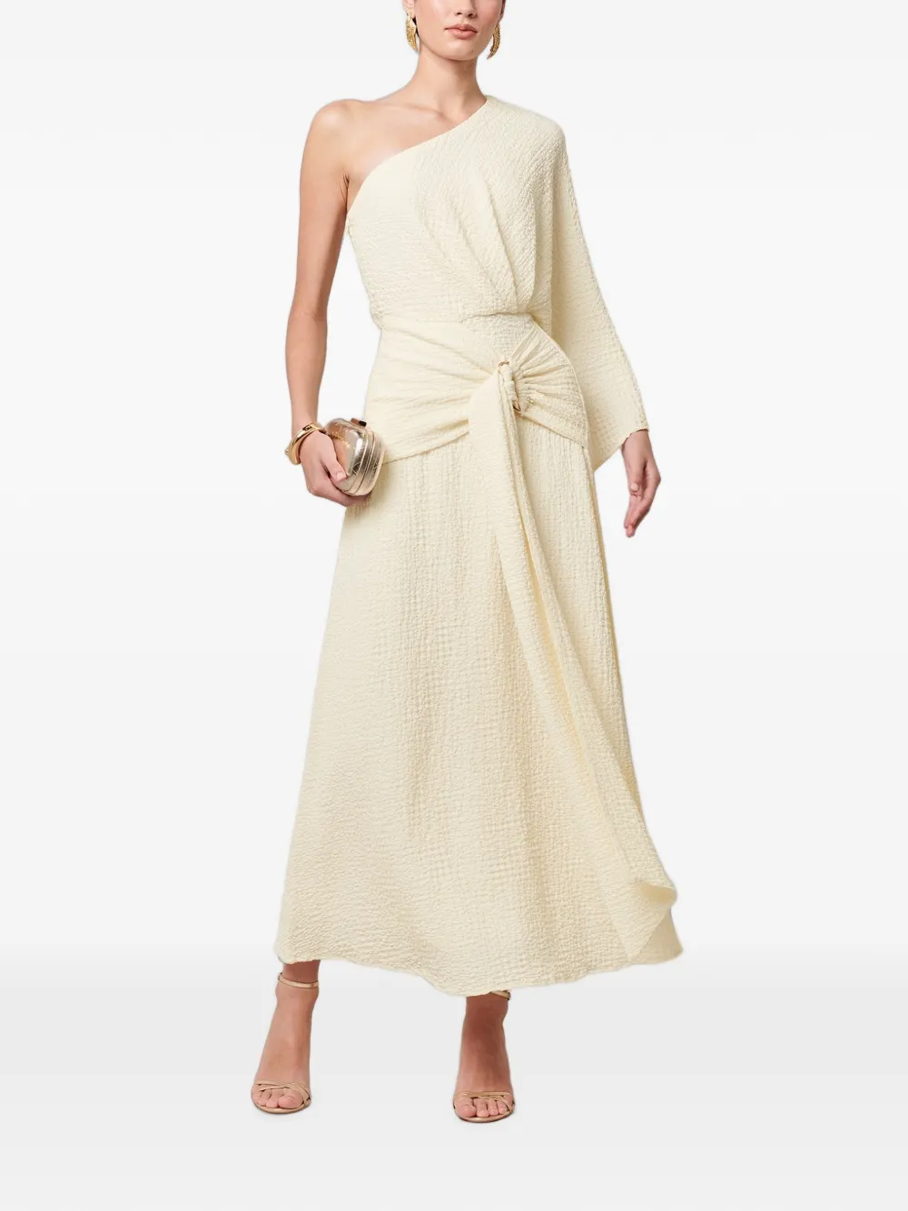 SÁVEL Ellie one-shoulder knotted-waist midi dress