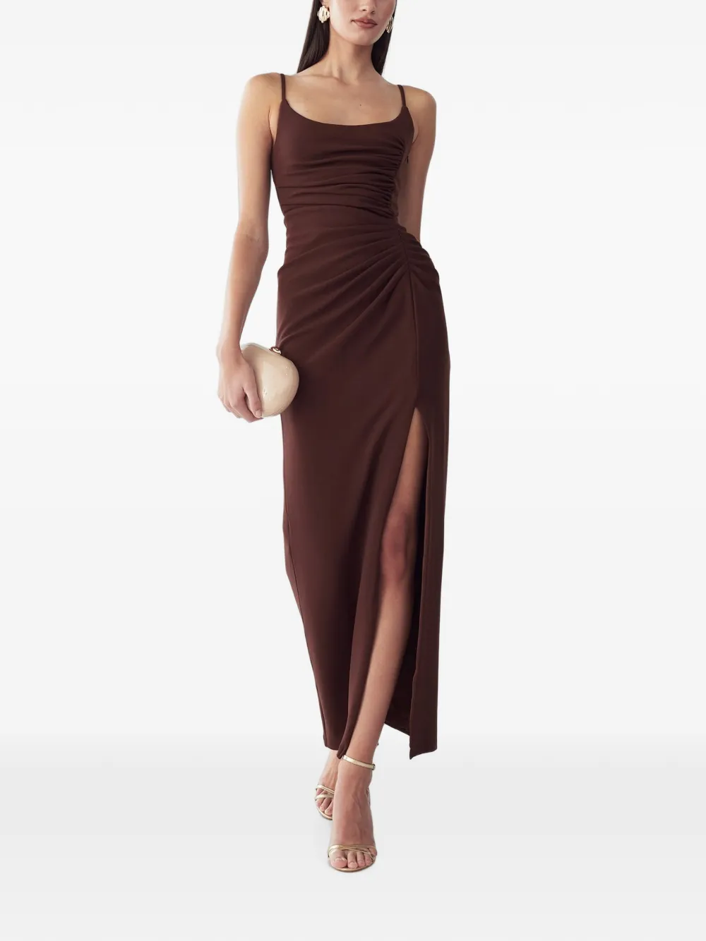 BWLDR Lani ruched side-slit maxi dress