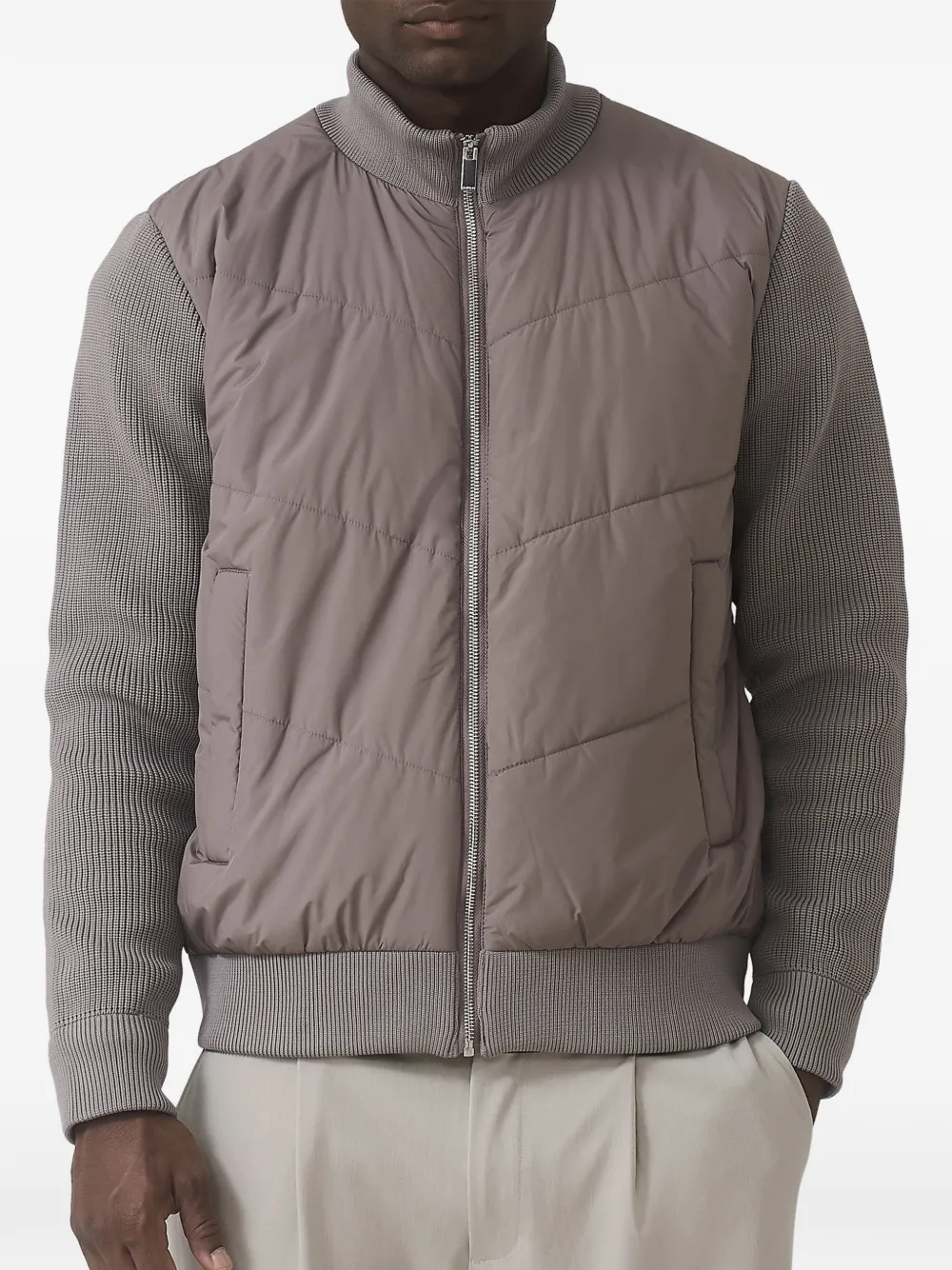 MAUVAIS Lamarck quilted knit-sleeve jacket - Marrone