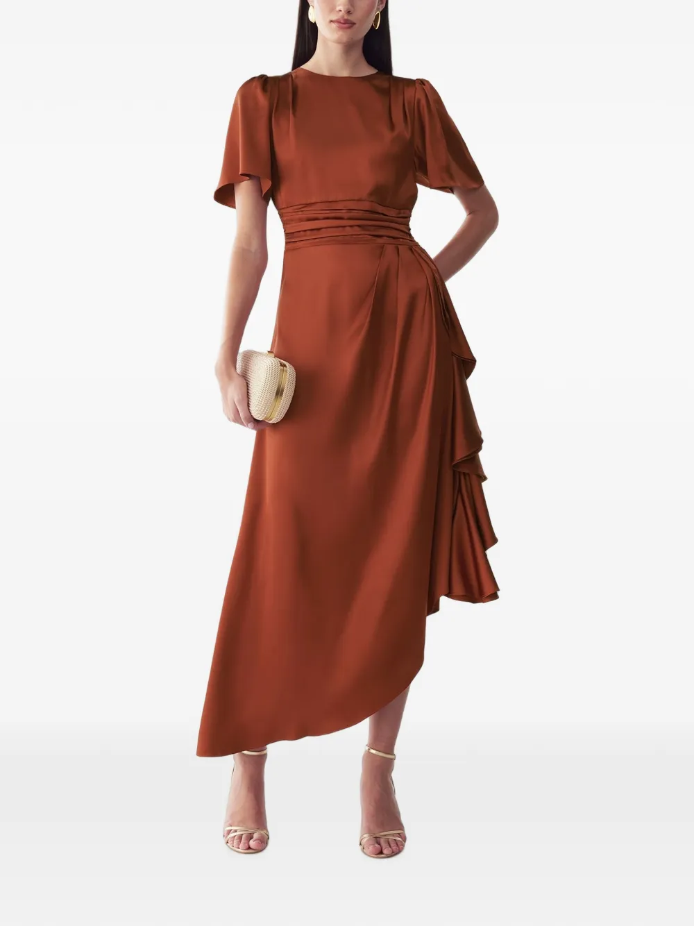 WILLA ruffled satin midi dress