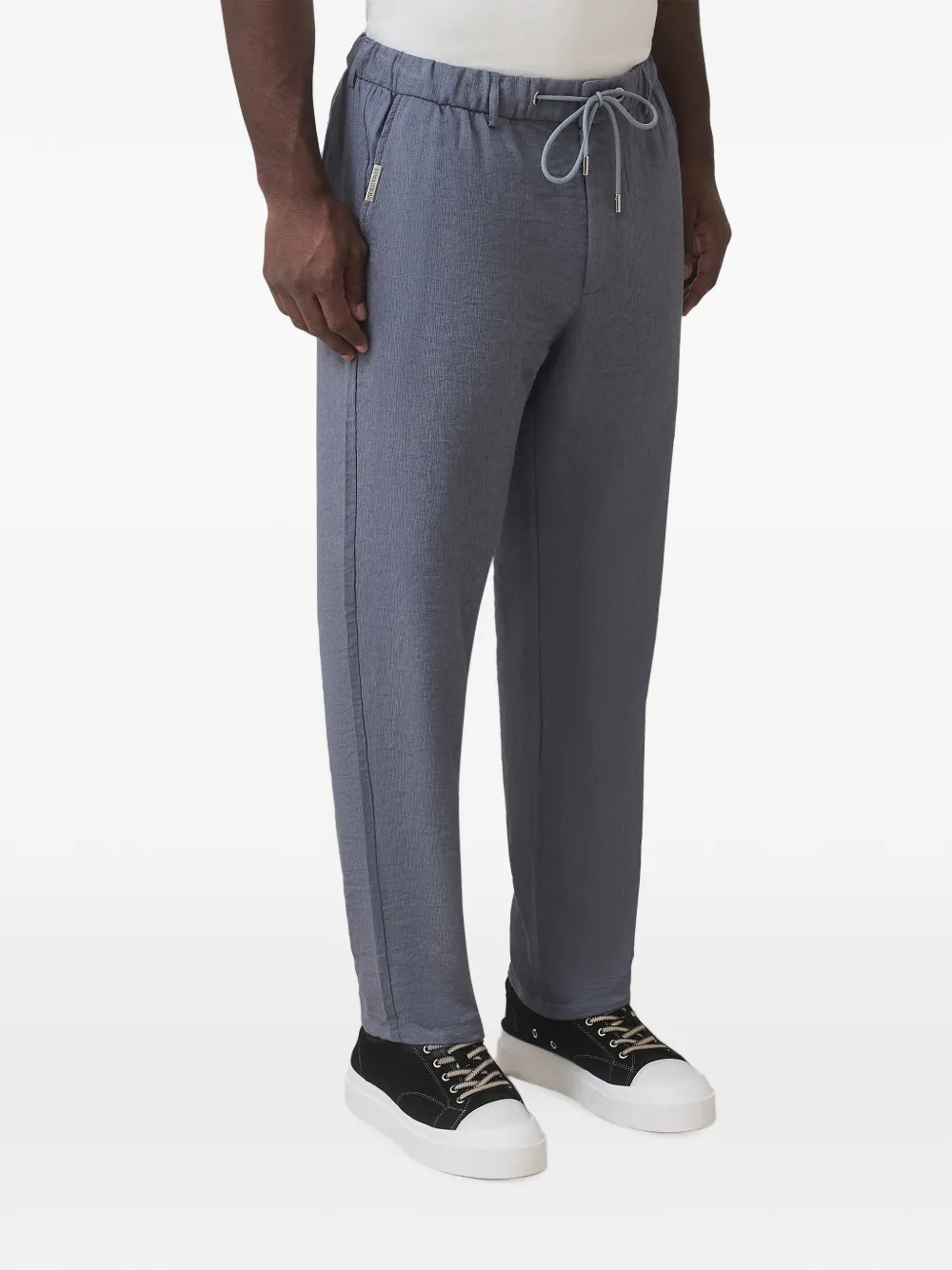 Mauvais Drawstring-waist Textured Trousers In Blue