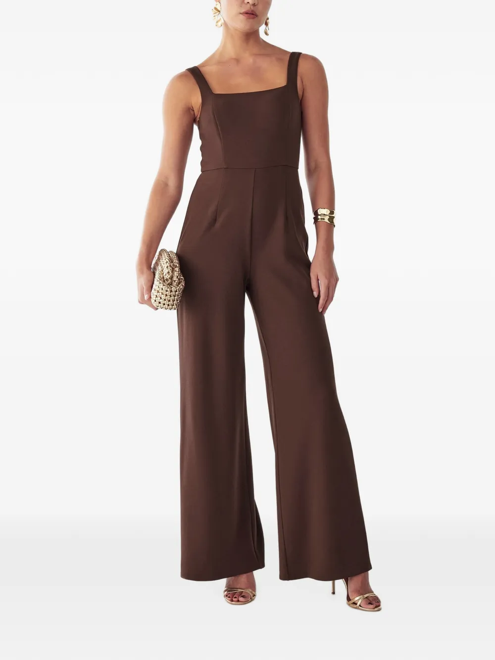 ST MRLO square-neck wide-leg jumpsuit - Marrone