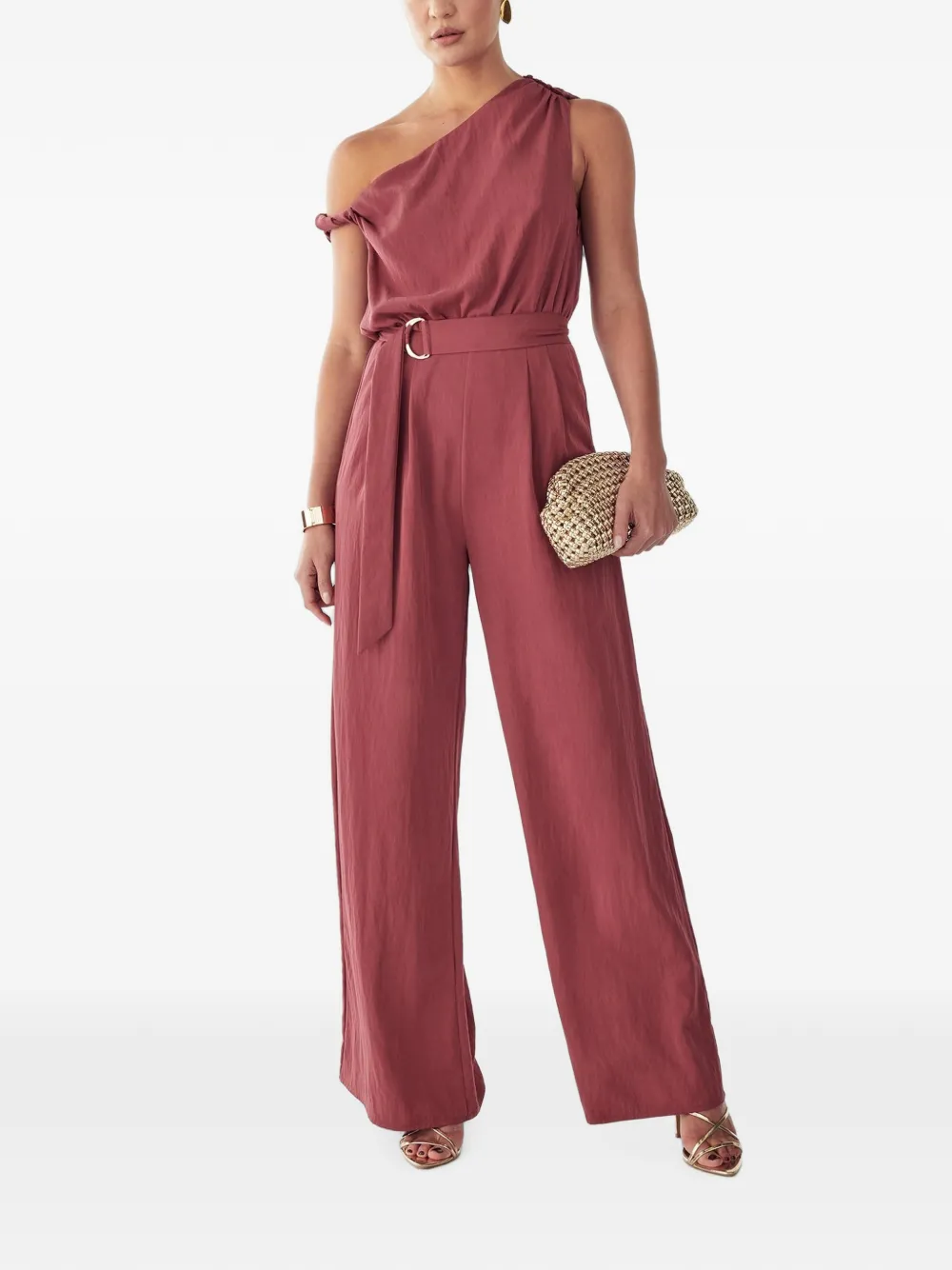 BWLDR Mariah one-shoulder jumpsuit - Rosa