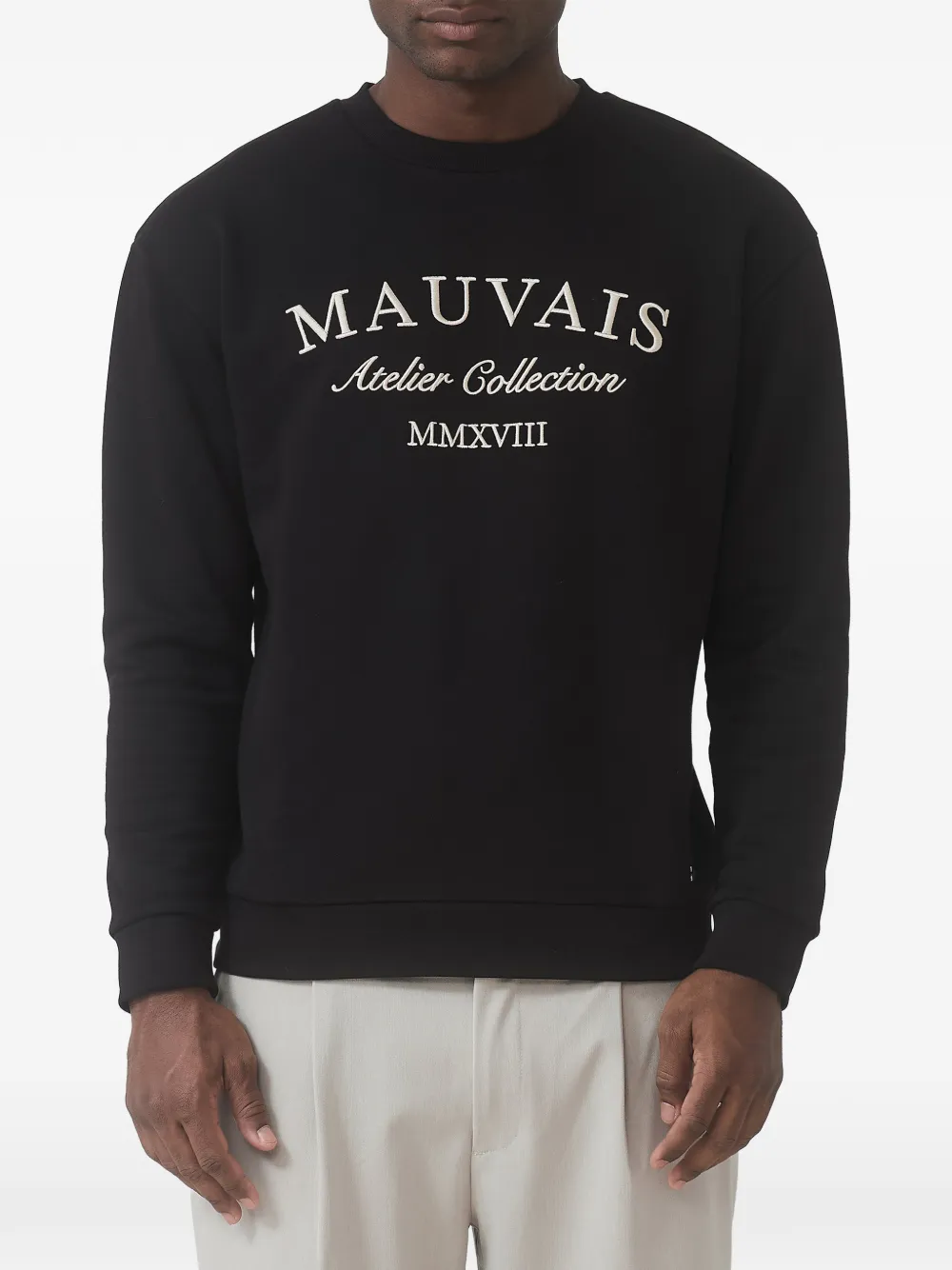 MAUVAIS logo-print crew neck sweater - Nero