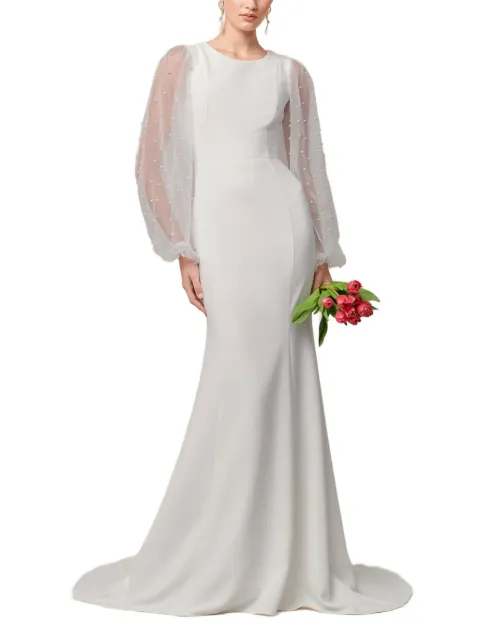 WILLA embellished mesh-sleeve maxi dress