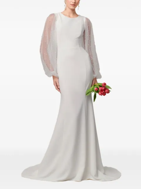 WILLA embellished mesh-sleeve maxi dress
