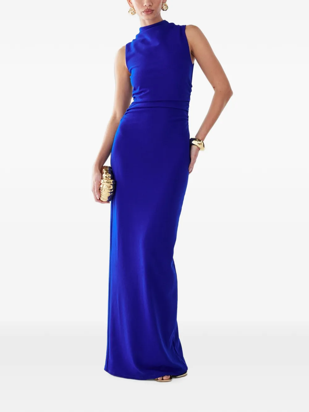BWLDR Lana sleeveless ruched maxi dress - Blu
