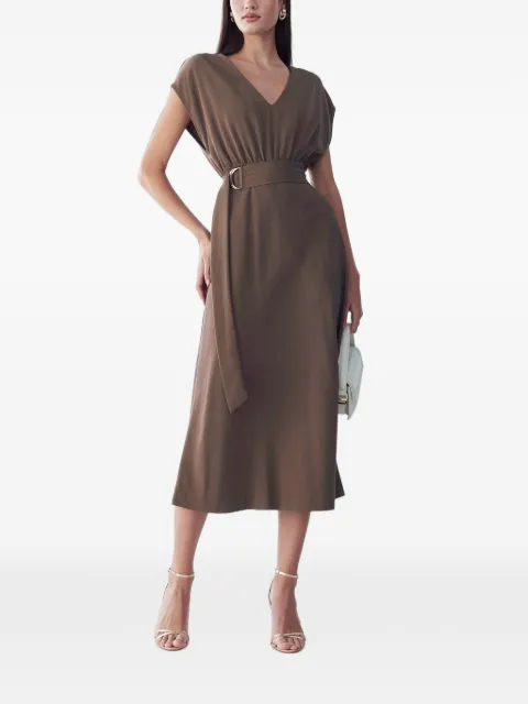 ST MRLO V-neck belted midi dress