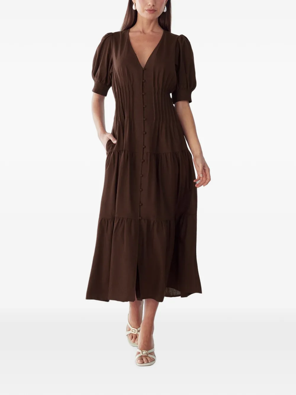 WILLA Apple V-neck midi dress