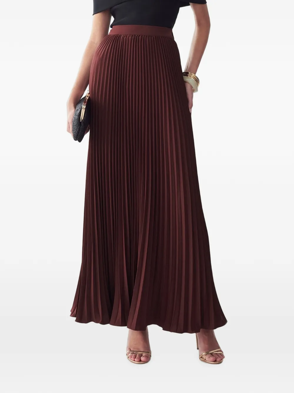 WILLA pleated A-line maxi skirt - Rot