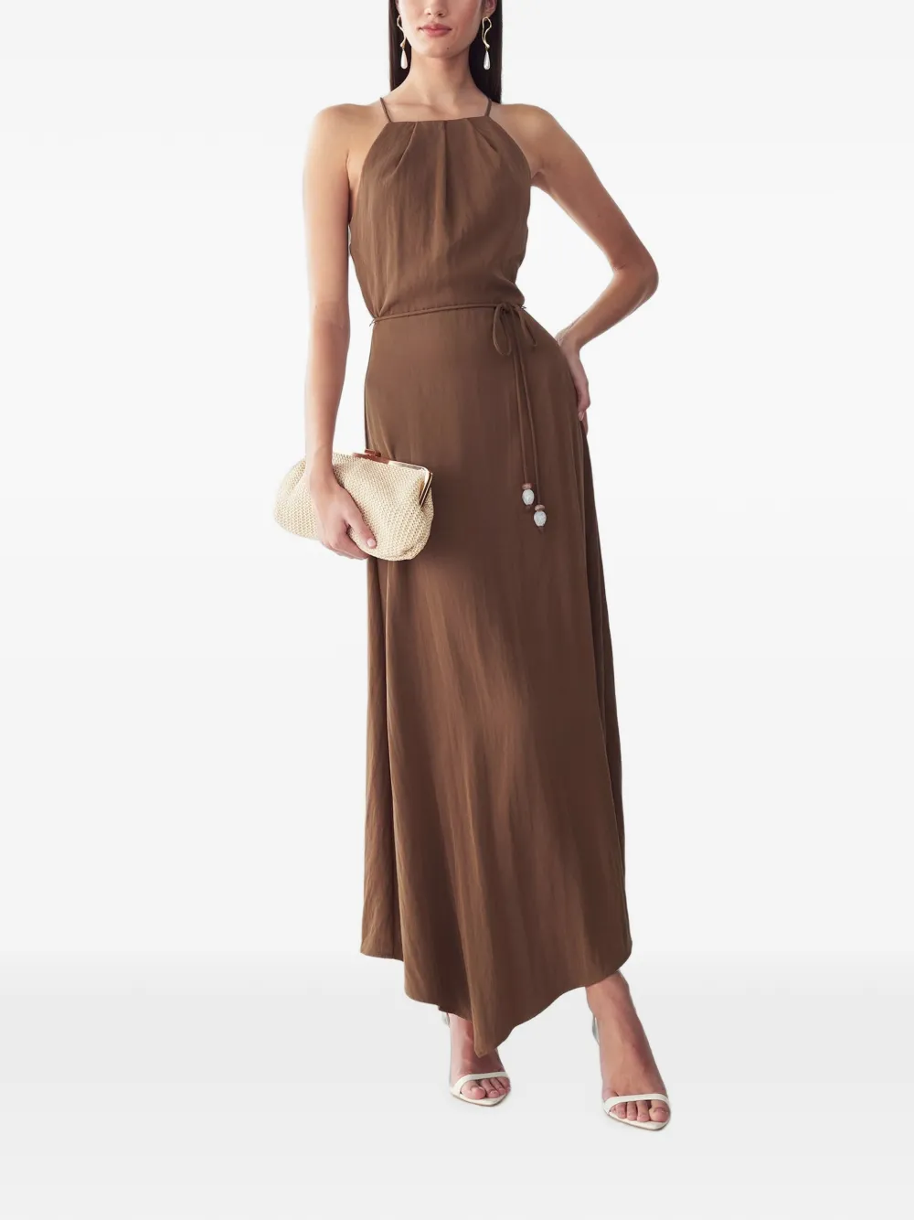 ST MRLO tie-fastening maxi dress - Marrone