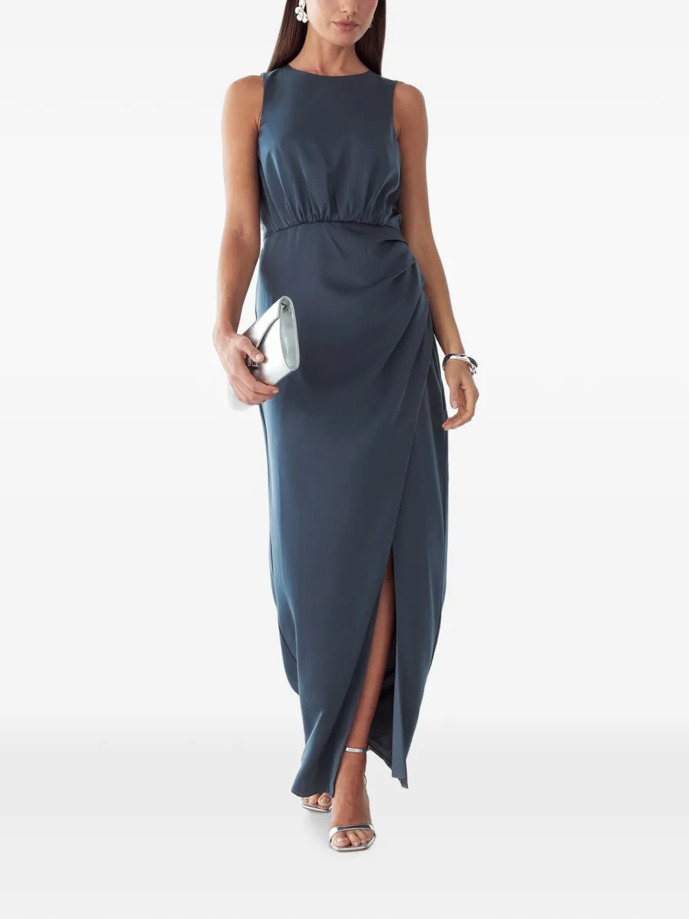 ST MRLO gathered wrap-style maxi dress