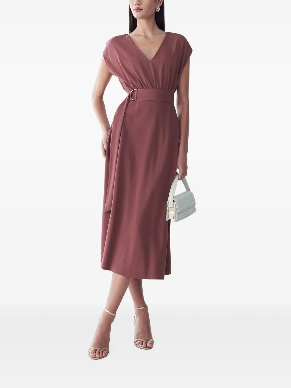ST MRLO belted V-neck midi dress