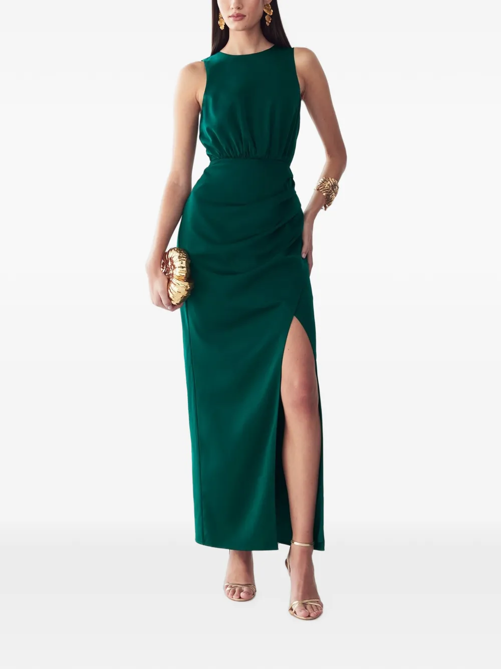 ST MRLO Sharmaine ruched sleeveless maxi dress - Verde
