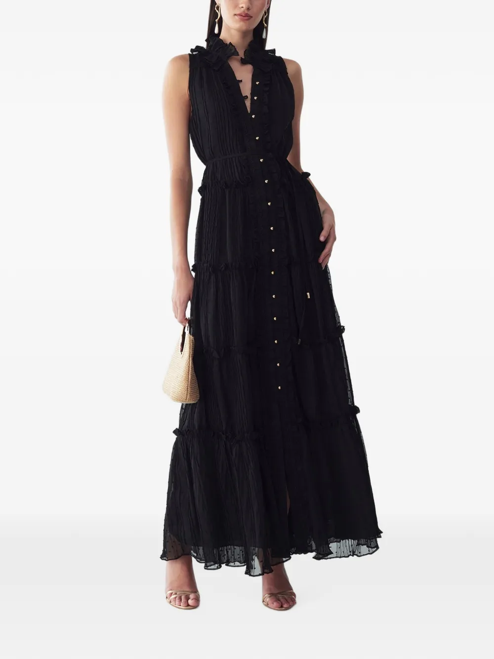 ST MRLO Omaha ruffled tiered maxi dress