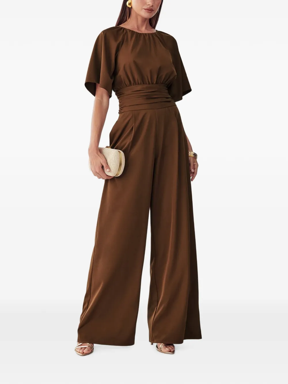 WILLA gathered wide-leg jumpsuit - Braun