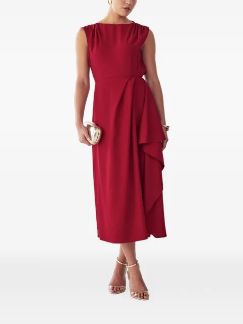 WILLA draped ruffled midi dress