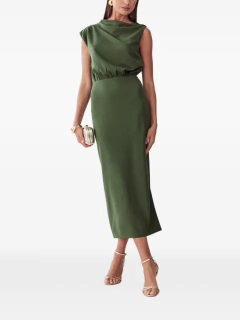 ST MRLO draped elasticated-waist midi dress