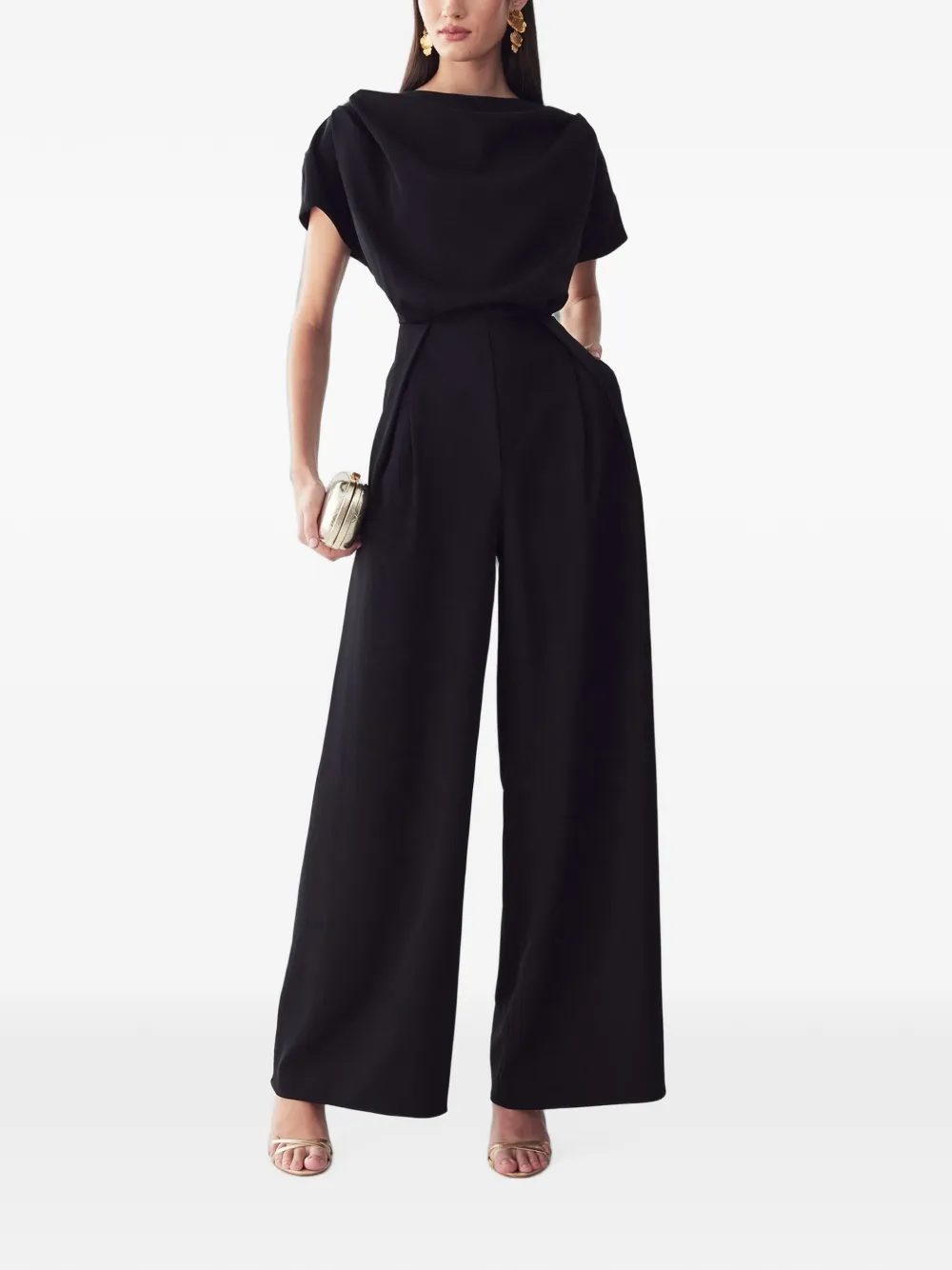 BWLDR draped wide-leg jumpsuit - Nero