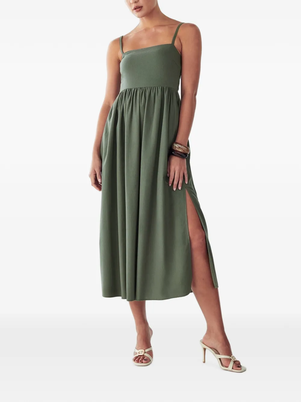 ST MRLO Abito midi con spacco laterale - Verde