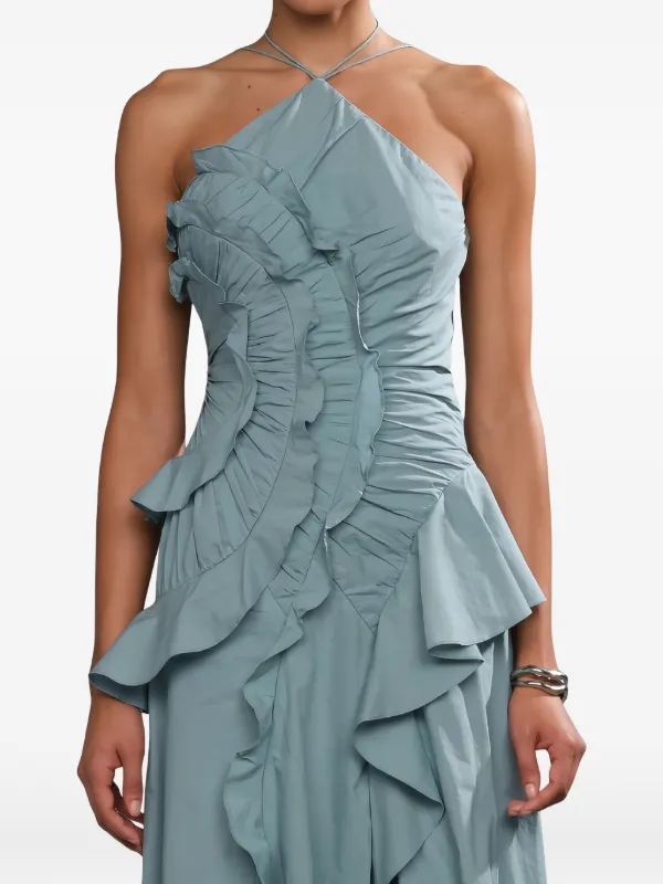 Amur Ottavia Ruffled Asymmetric Dress in Blue