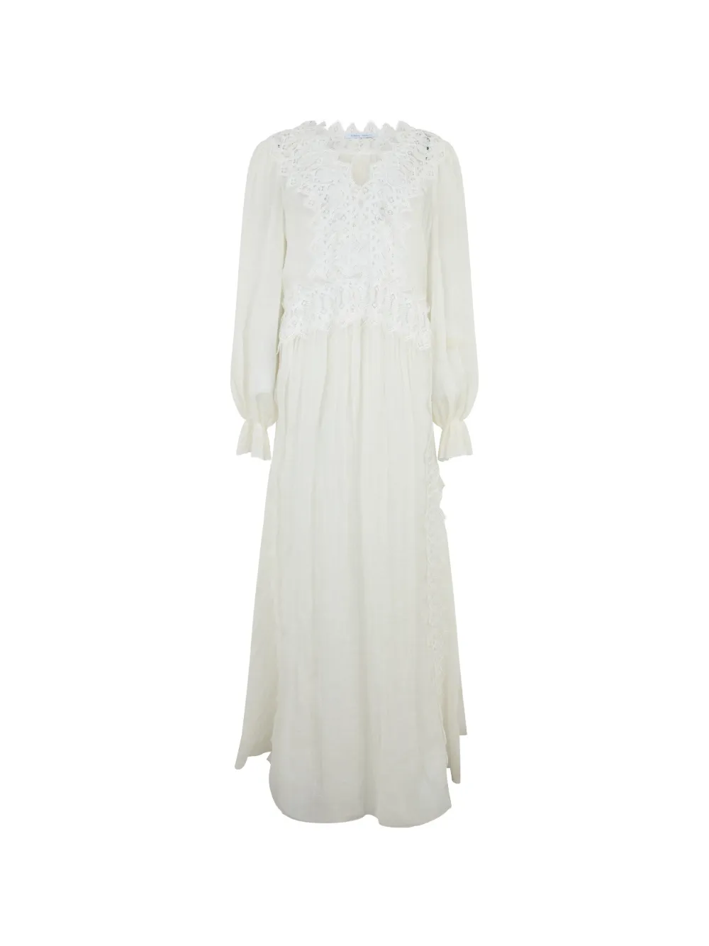 Alberta Ferretti Sangallo Lace Long Day Dress In White