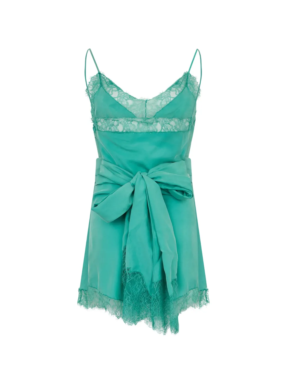 Alberta Ferretti lace-trim silk mini dress - Green