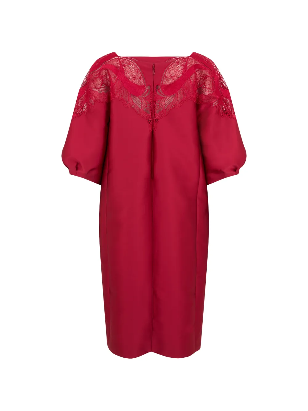 Alberta Ferretti Midi-jurk met afwerking van kant Rood