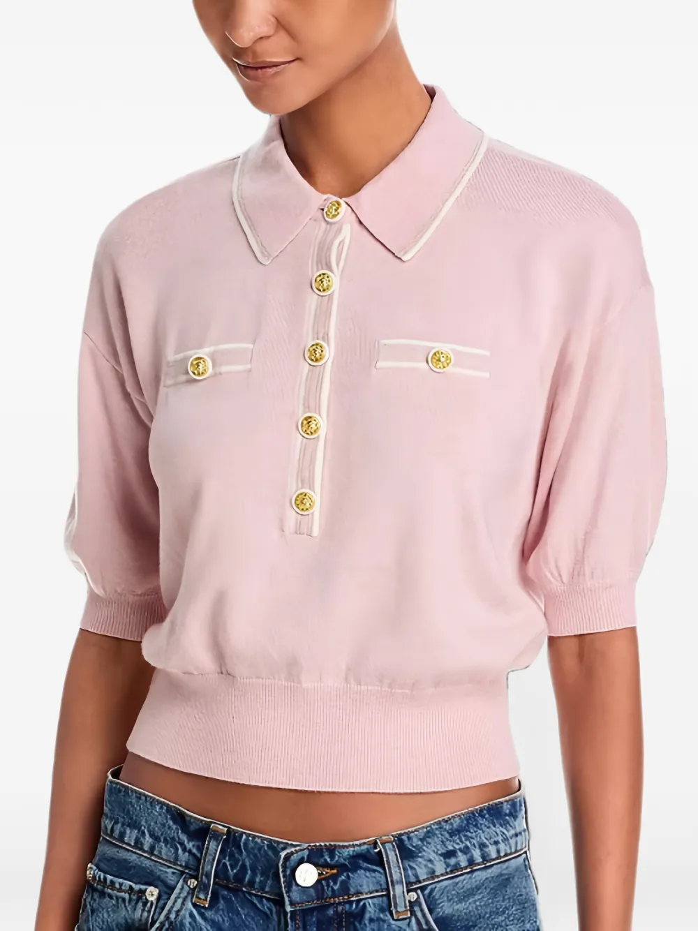 L'Agence Masaki cropped polo top Roze