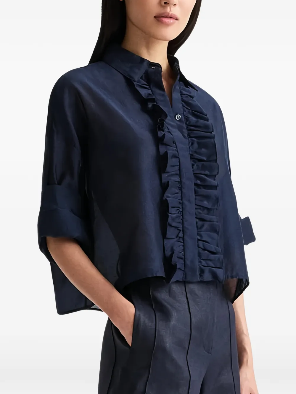 TWP Camicia Nextex con ruches - Blu