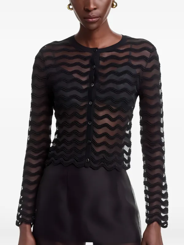 Simkhai Maxime Wavy-knit Cardigan in Black