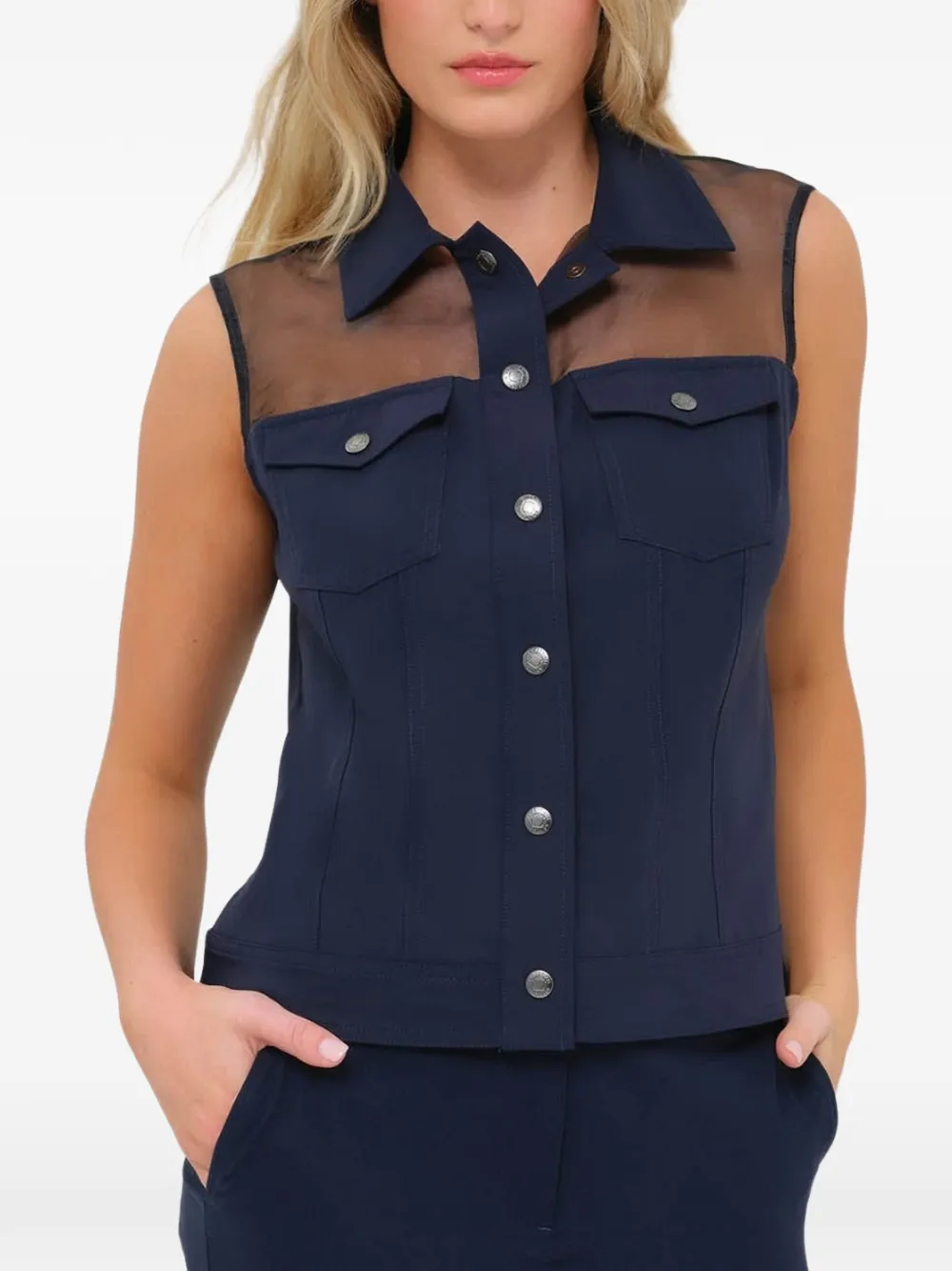 Anatomie Top Lenox con inserti in organza - Blu